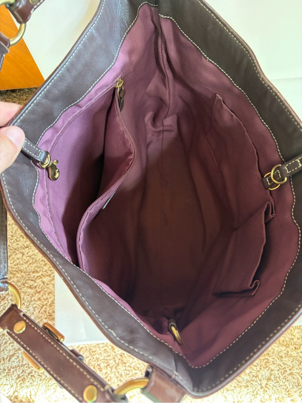 Coach Patchwork Shoulder Bag in Brown, Tan, Red and Cream - Picture 3 of 6